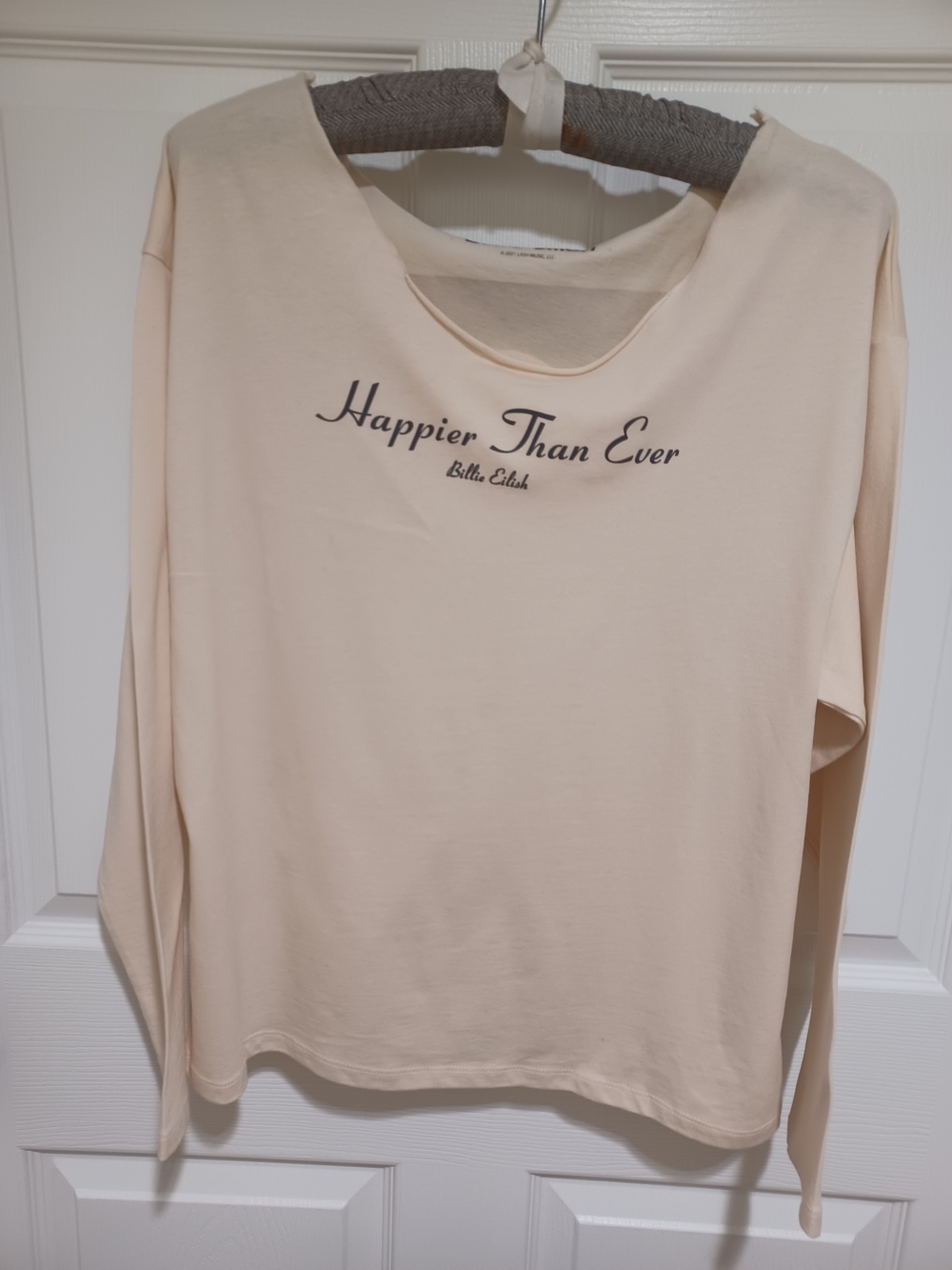 Happier Than Ever Billie Eilish Cream Long-Sleeve Women's Top By Zara
